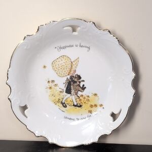 Holly Hobbie Vintage Decorative Plate With Cat 8"